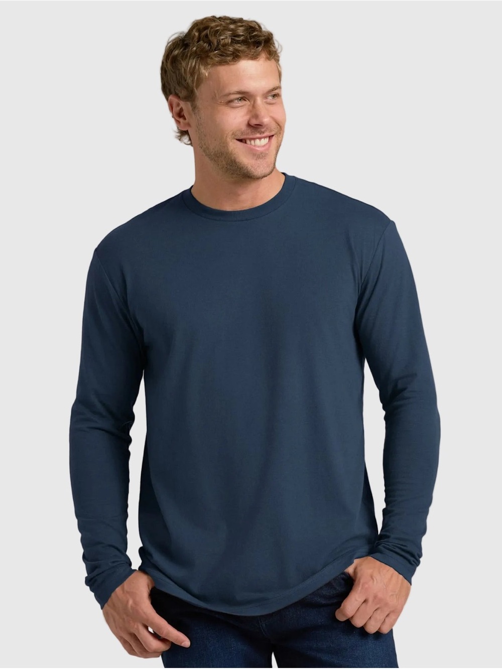 True Classic Men's Long Sleeve Crewneck Shirt in Deep Navy-NWT Size S